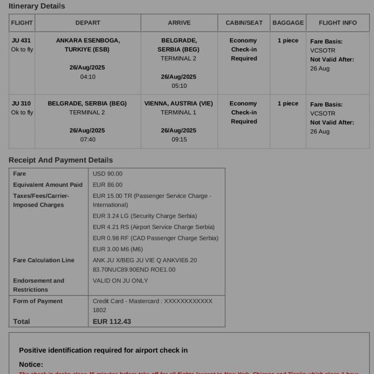 Air Serbia Bagaj Politikası Nedeniyle Mağduriyet Ve Ücretlendirme Sorunu