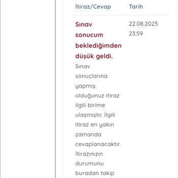 Sınav Sonucum Beklenenden Düşük Geldi, Tekrar Değerlendirme Talep Ediyorum