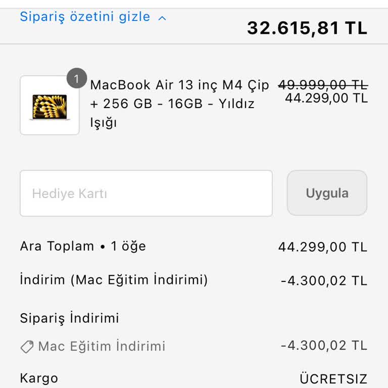 Macbook Air Eğitim İndirimiyle Siparişlerim Onaylanmıyor, Sorunum Çözülmüyor
