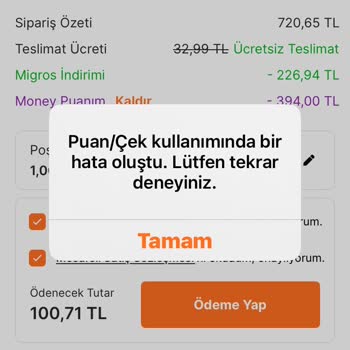 Migros Money İade Kampanyası Puanları Kullanılamıyor, Çözüm Yok