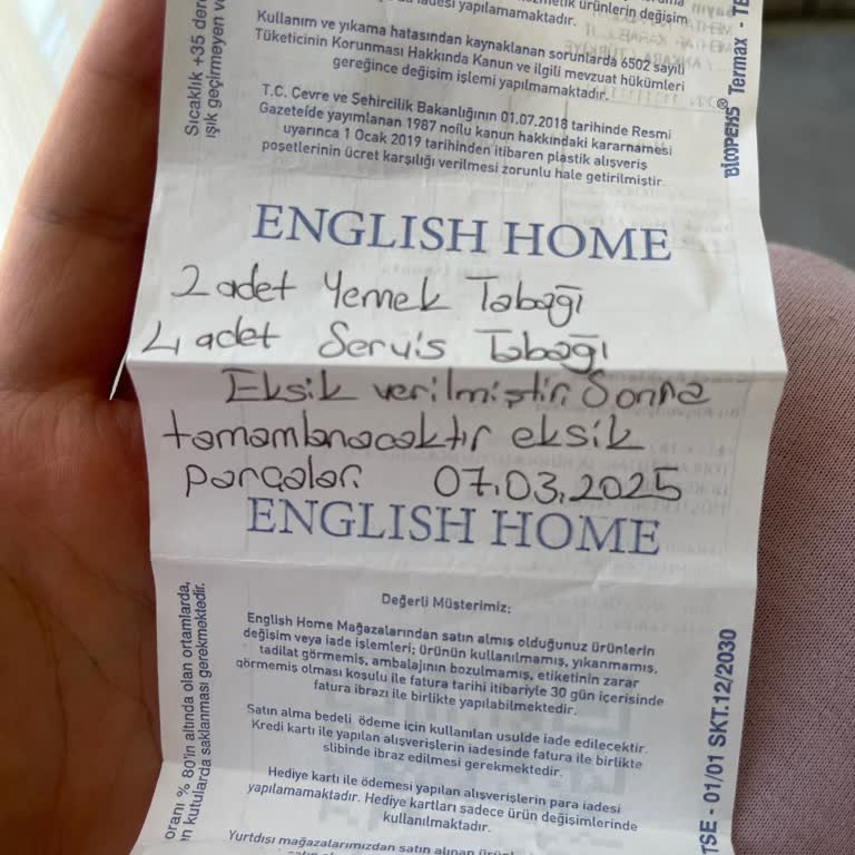 Aldığım Yemek Takımının Eksik Parçaları 5 Aydır Teslim Edilmedi