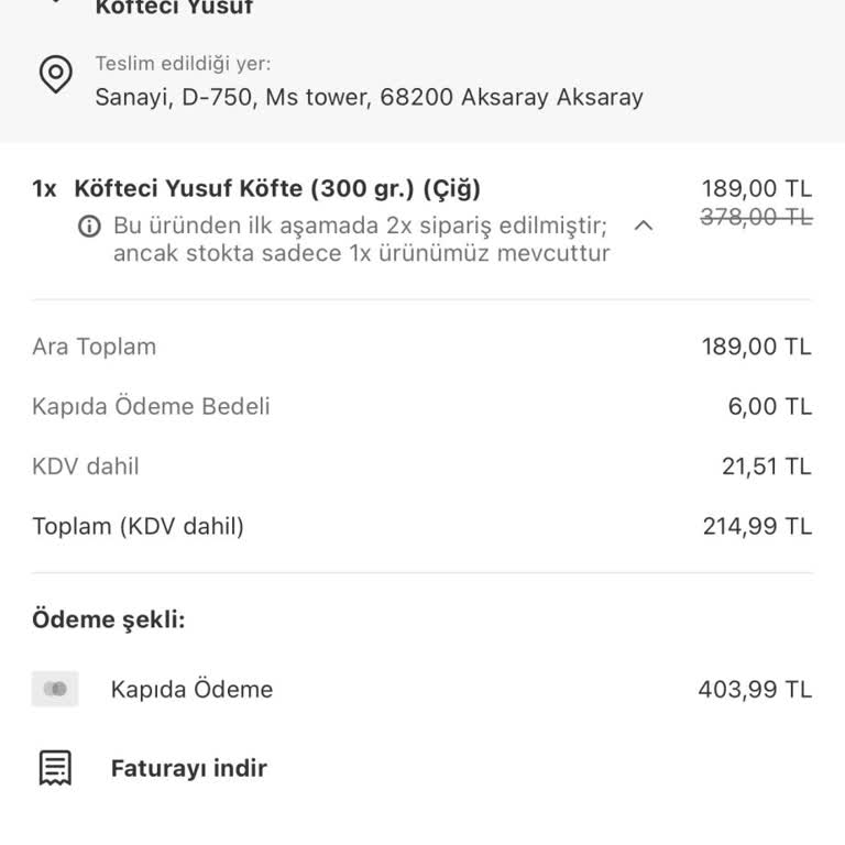 Eksik Ürün Teslimatı Ve İade Sorunu: Köfteci Yusuf-Yemeksepeti Hayal Kırıklığı