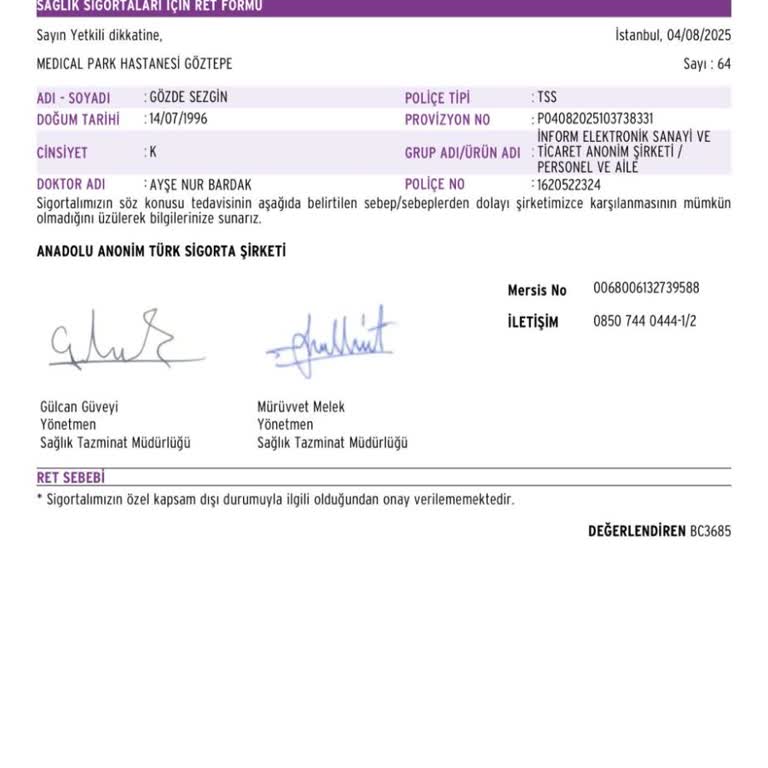 Sağlık Sigortası Kapsamındaki Fizik Tedavi Hakkım Karşılanmadı