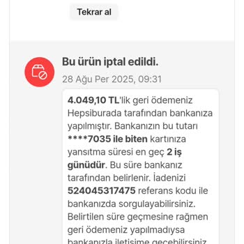 İptal Edilen Ürünün Ücreti Ve Kuponum Sisteme Yansımadı
