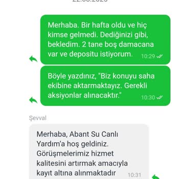 Abant Su'dan Teslimat Gecikmeleri Ve Depozito İadesi Sorunu
