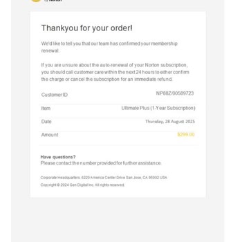 Norton Adına Gelen Sahte Fatura Maili Hakkında Güvenlik Endişesi