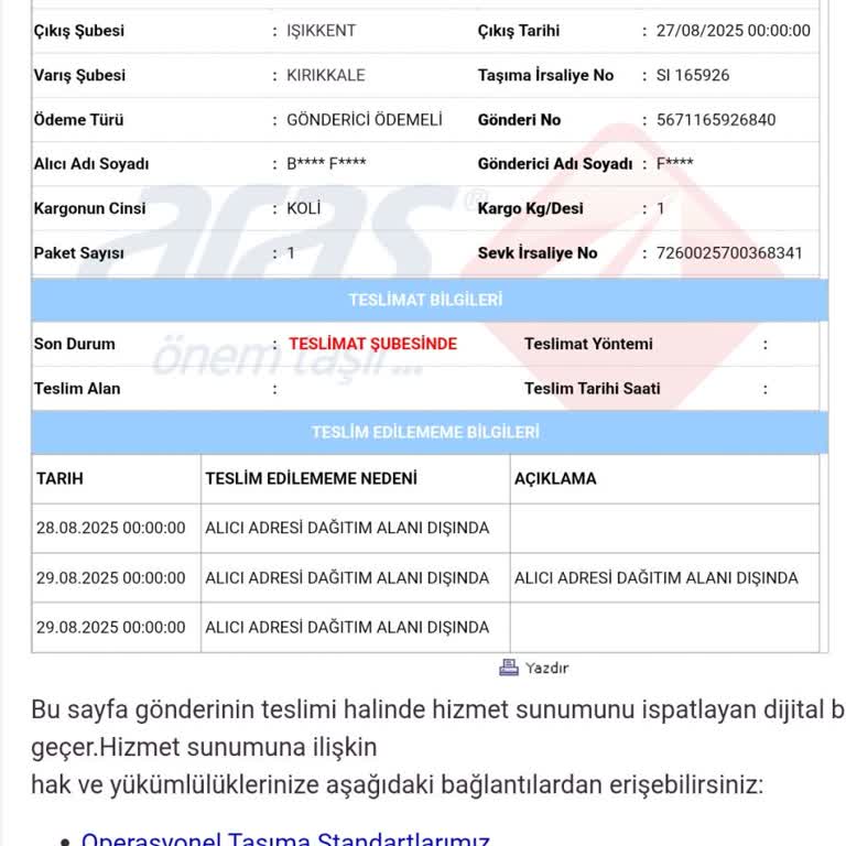 Aras Kargo 150 Metre Mesafedeki Adrese Teslimat Yapmıyor