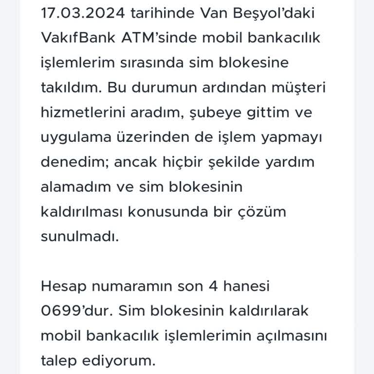 Sim Blokesinin Kaldırılamaması Ve Yetersiz Destek