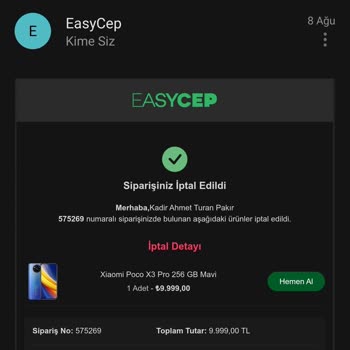 İptal Edilen Telefon Siparişi Sonrası 20 Gündür İade Yapılmıyor