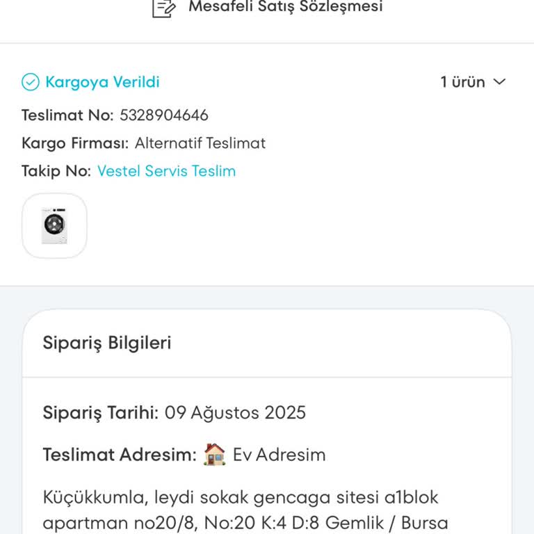 Sipariş Verilen Çamaşır Makinesinin Teslimatının Gecikmesi Ve Bilgilendirme Eksikliği