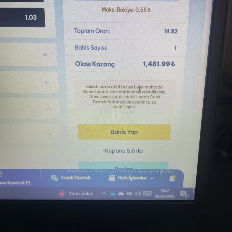 Kayıp Bonusunun Spor Alanında Kullanımına İzin Verilmemesi Ve Para İadesi Talebi