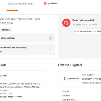 Siparişim 1,5 Ay Sonra Bilgi Verilmeden İptal Edildi, Param İade Edilmedi