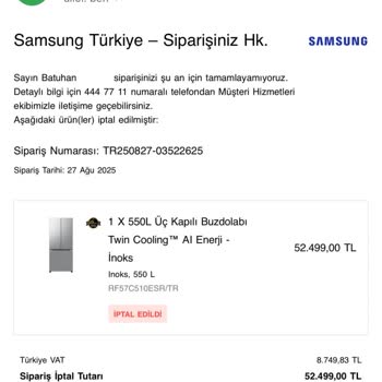 Samsung Shopta Ödemem Alındı Siparişim İptal Edildi Param İade Edilmiyor