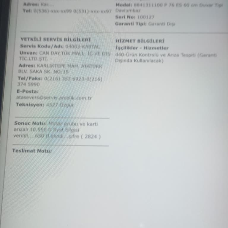 Arçelik Davlumbaz Motoru Yedek Parça Fiyatı Ve Fiyat Farkı Hakkında Şikayet