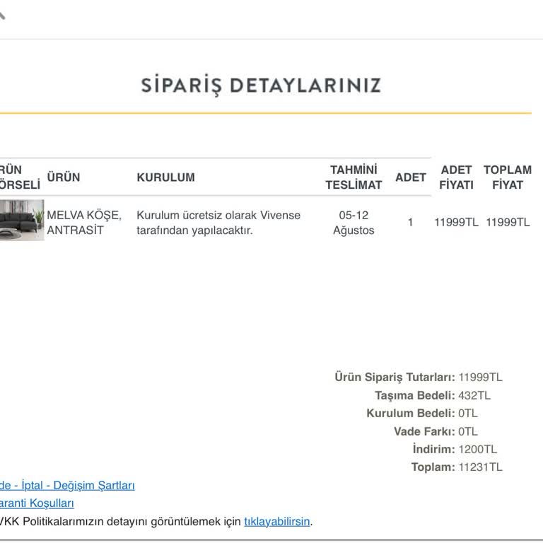 Vivense Teslimat Gecikmesi Mağduriyeti
