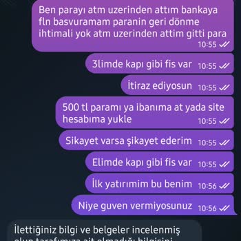 Yatırdığım 500 TL Hesabıma Geçmedi, İade Yapılmıyor!