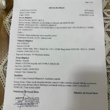 Arçelik TV Ekranında Titreme