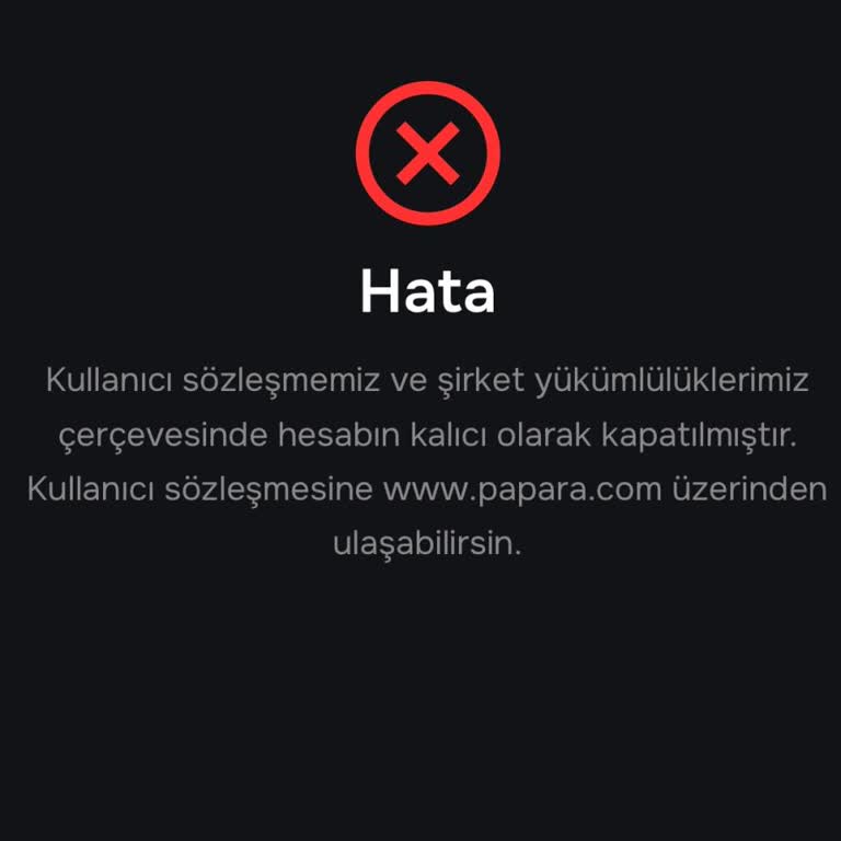 Papara Hiçbir Açıklama Yapılmadan Hesabım Kapatıldı, Altın Varlığım Mağdur Oldu