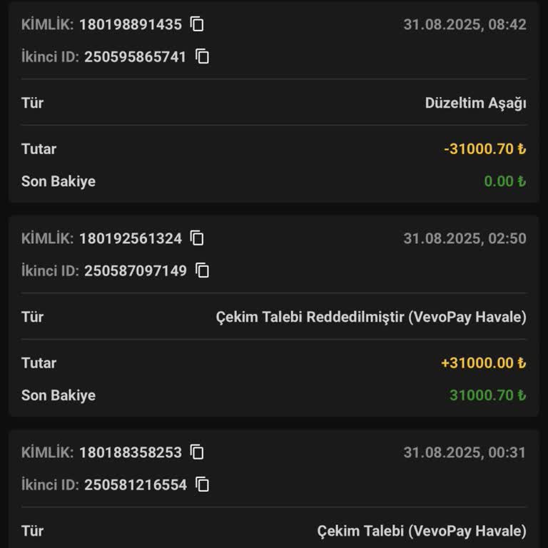 Para Çekme Talebim İptal Edildi, 31.000 TL'm Hesabımdan Silindi Ve Müşteri Hizmetlerine Ulaşamıyorum