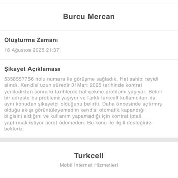 Alanya'da Turkcell Hattımda Sürekli Çekim Ve İnternet Sorunu Çözülmüyor