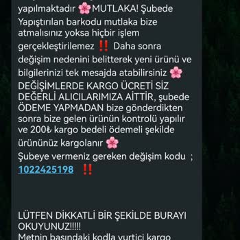 Yanlış Ve Kalitesiz Ürün İade Edilmiyor Ek Ücret Talep Ediliyor