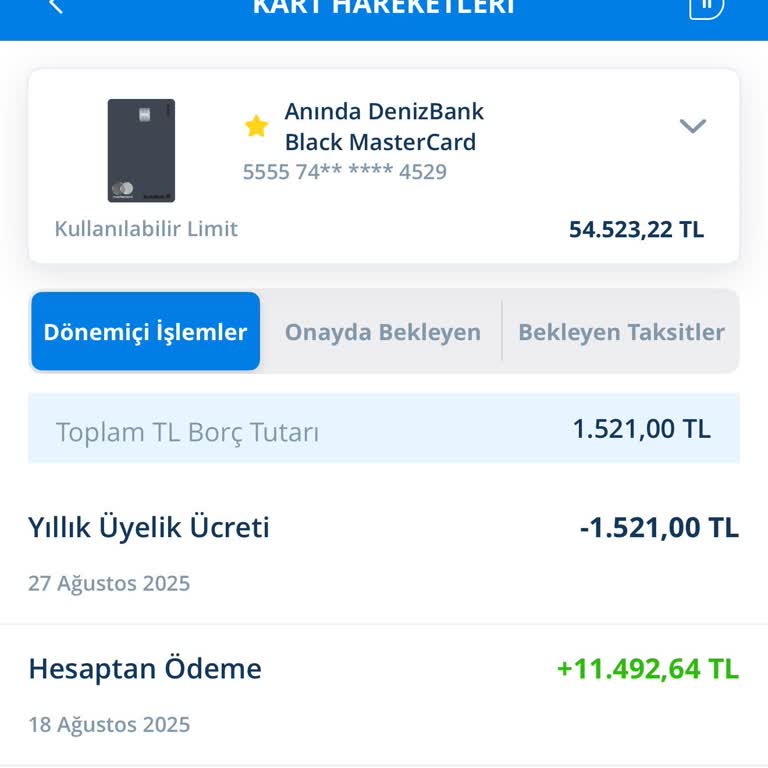 Denizbank Black Kart Yıllık Üyelik Ücreti Haksız Kesinti Ve İade Talebi