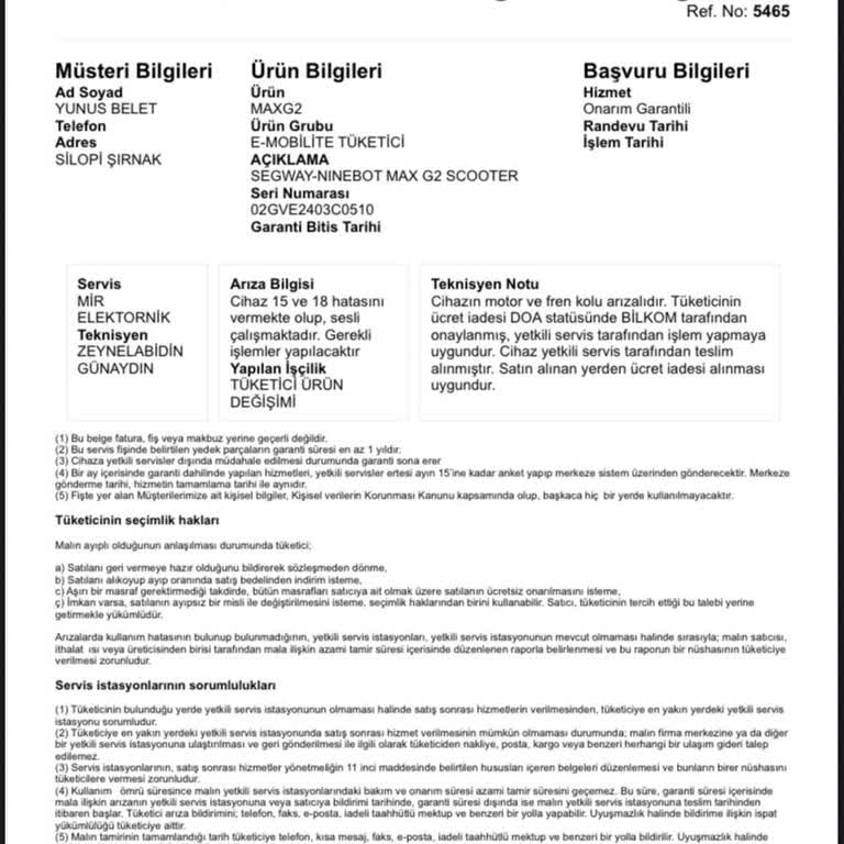 Arızalı Scooterın Değişimi İçin 20 Gündür Çözüm Sunulmuyor