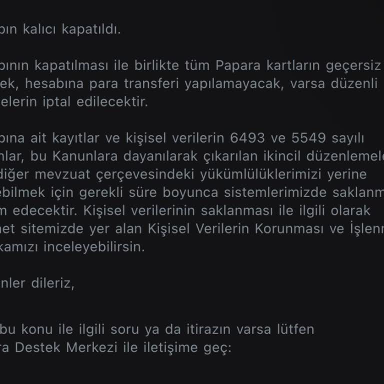 Papara Hesabım Aniden Kapandı, 5.100₺ Bakiyeme Erişimim Engellendi