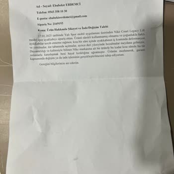 Kısa Sürede Deforme Olan Nike Spor Ayakkabı İçin İade Ve Değişim Talebi
