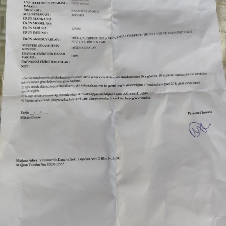 Arızalı Vantilatör Yanlış Parça İle Tamir Edildi Mağaza Değişim Yapmadı