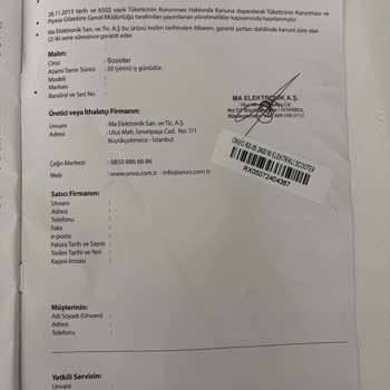 Scooterımın Garanti Kapsamında Onarımı Red Edildi, Mağduriyet Yaşıyorum