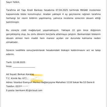 Düğün Öncesi Birikimime Bloke Kondu Paramı 4 Aydır Kullanamıyorum