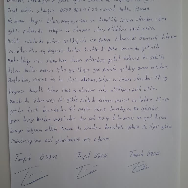 Onayım Olmadan Yapılan Yüksek Faturalı İşlemler Ve Hattımın Kesilmesi