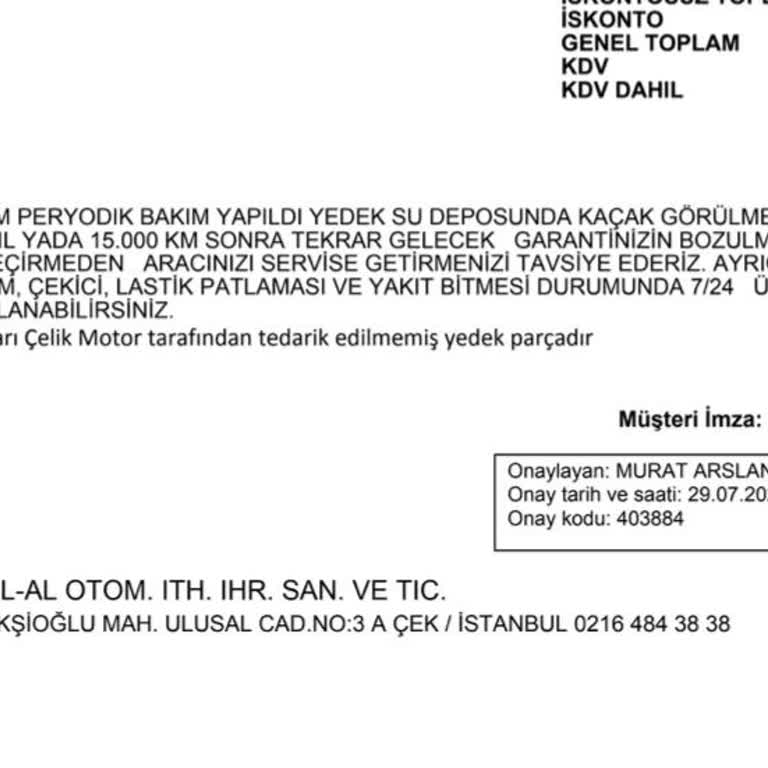 Yetkili Servisin Yanıltıcı Teşhisi Ve Güven Sorunu Nedeniyle Mağduriyet