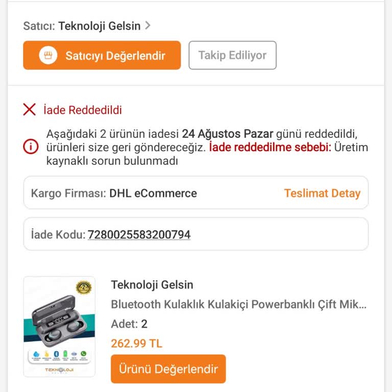 Kullanılmayan Üründe Deformasyon Gerekçesiyle İade Reddi