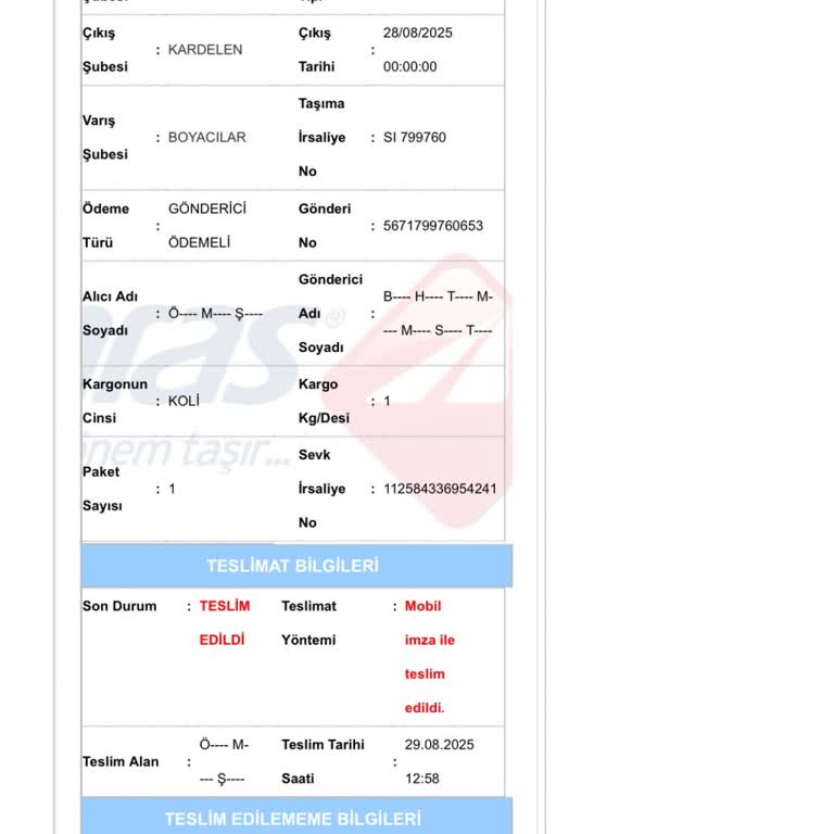 Kargo Teslim Edilmeden Teslim Edildi Gösterildi, Müşteri Mağdur Edildi