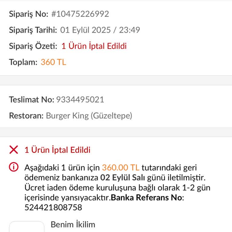 Siparişim Başka Birine Teslim Edildi, Mağdur Edildim