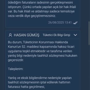 Vodafone Tarafından Yanlış Bilgilendirme Nedeniyle Mağduriyet Ve Taahhüt İptali Talebi