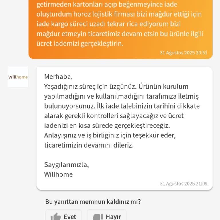 İade Edilmeyen Ürün Ve Yetersiz Müşteri Hizmeti Nedeniyle Mağduriyet