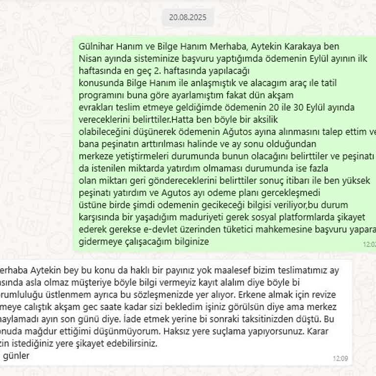 Teslimat Gecikmesi Ve Fazla Peşinat Mağduriyeti