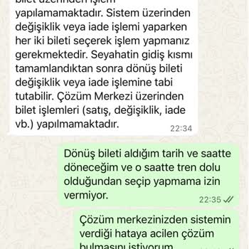 TCDD Mobil Uygulamasında Bilet Tarih Değişikliği Sorunu Ve Destek Eksikliği