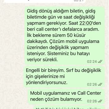 TCDD Mobil Uygulamasında Bilet Tarih Değişikliği Sorunu Ve Destek Eksikliği