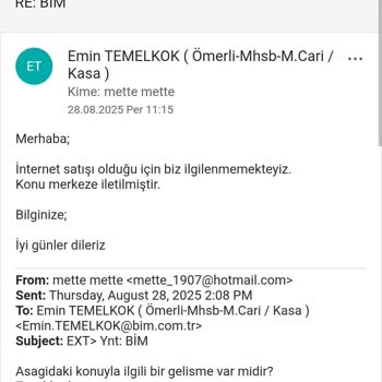 BİM Online Alışverişte İade Ücreti Bir Aydır Yatırılmadı, Müşteri Hizmetlerinden Sonuç Alınamıyor