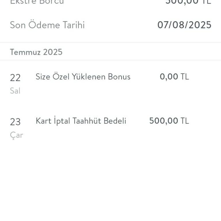 Kapalı Kredi Kartıma 500 TL Beklenmedik Borç Çıkarıldı Müşteri Hizmeti Yardımcı Olmadı