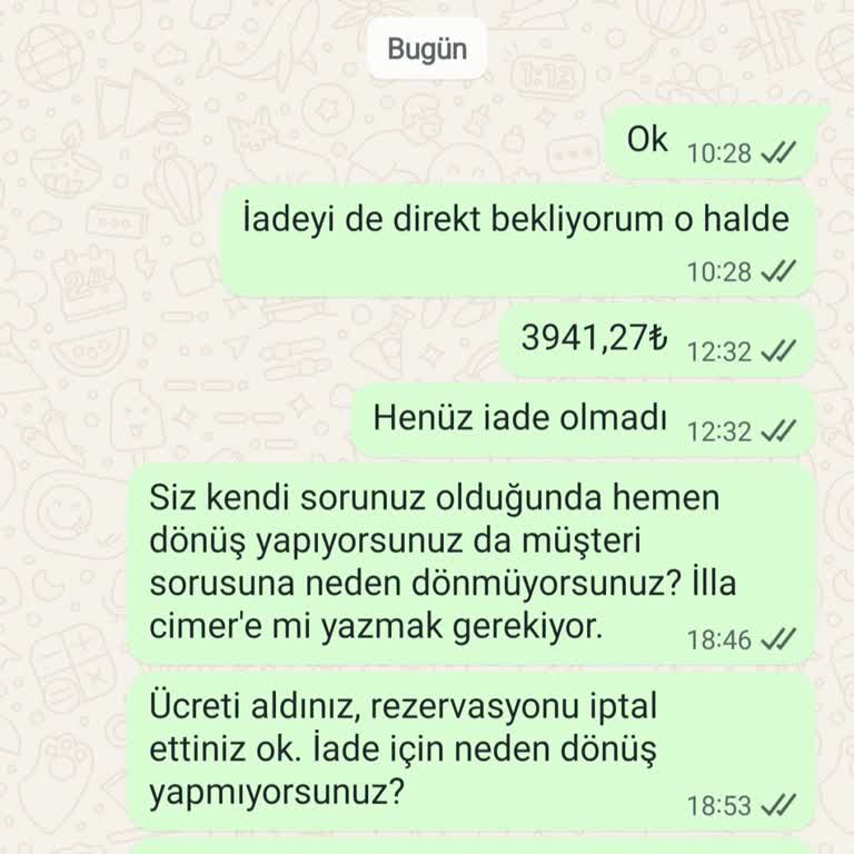 Rezervasyon İptal Edildi, Ödeme İadesiyle İlgili Bilgi Verilmedi