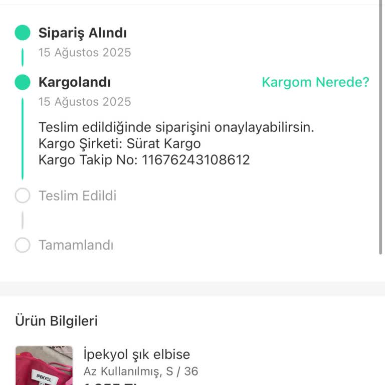 Sürat Kargo Maltepe Aktarma'da Kaybolan Kargom!