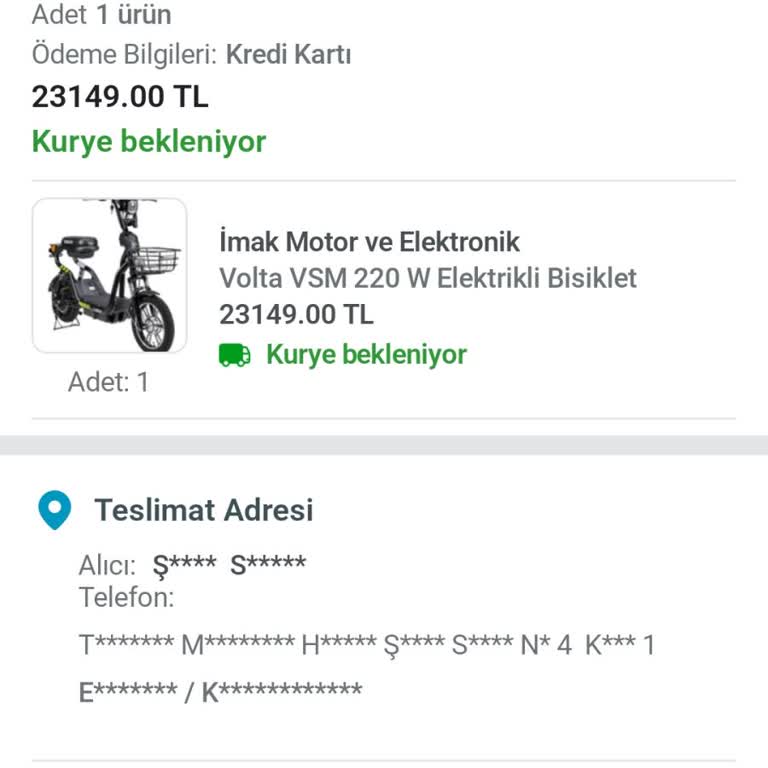 Epttavm'den Aldığım Elektrikli Motorun Kargosu 10 Gündür Teslim Edilmiyor