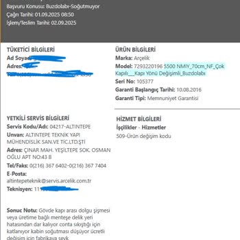 Arçelik Buzdolabında Yıllardır Çözülemeyen Kapı Sorunu Mağduriyeti