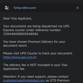 VFS Global Ve UPS Nedeniyle Pasaportumun Teslimatı Gecikti, Seyahatim Riskte