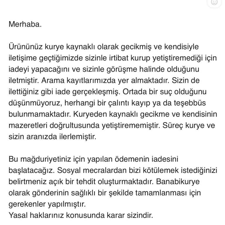 Banabikurye İle Yaşanan Gecikmeli Teslimat Ve İletişim Sorunları